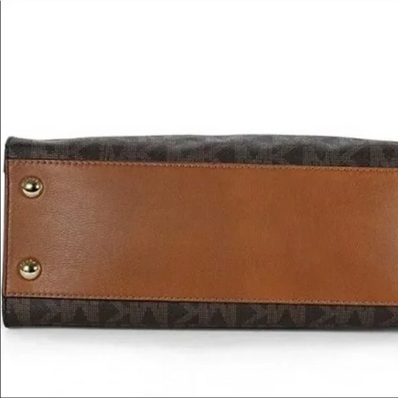 Michael Michael Kors Leather Hamilton Logo Tote Satchel Signature Monogram Bag - Picture 6 of 12